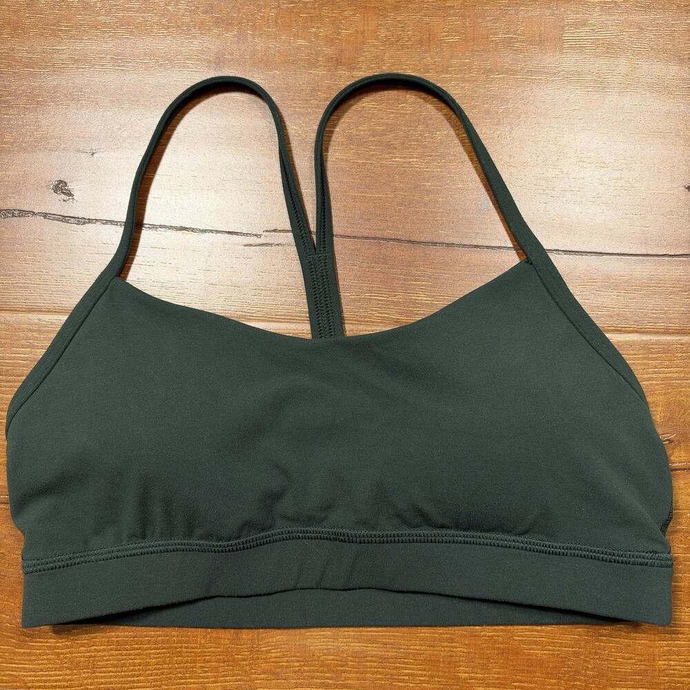 Lululemon Power Y Sports Bra Womens 8 Green Padded Racerback Yoga Gym Running